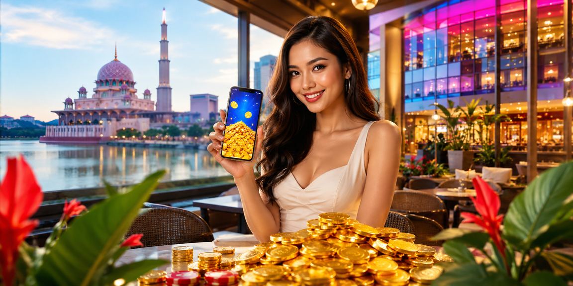 Pemain menggunakan kasino mudah alih di Putrajaya dengan antara muka baccarat di telefon